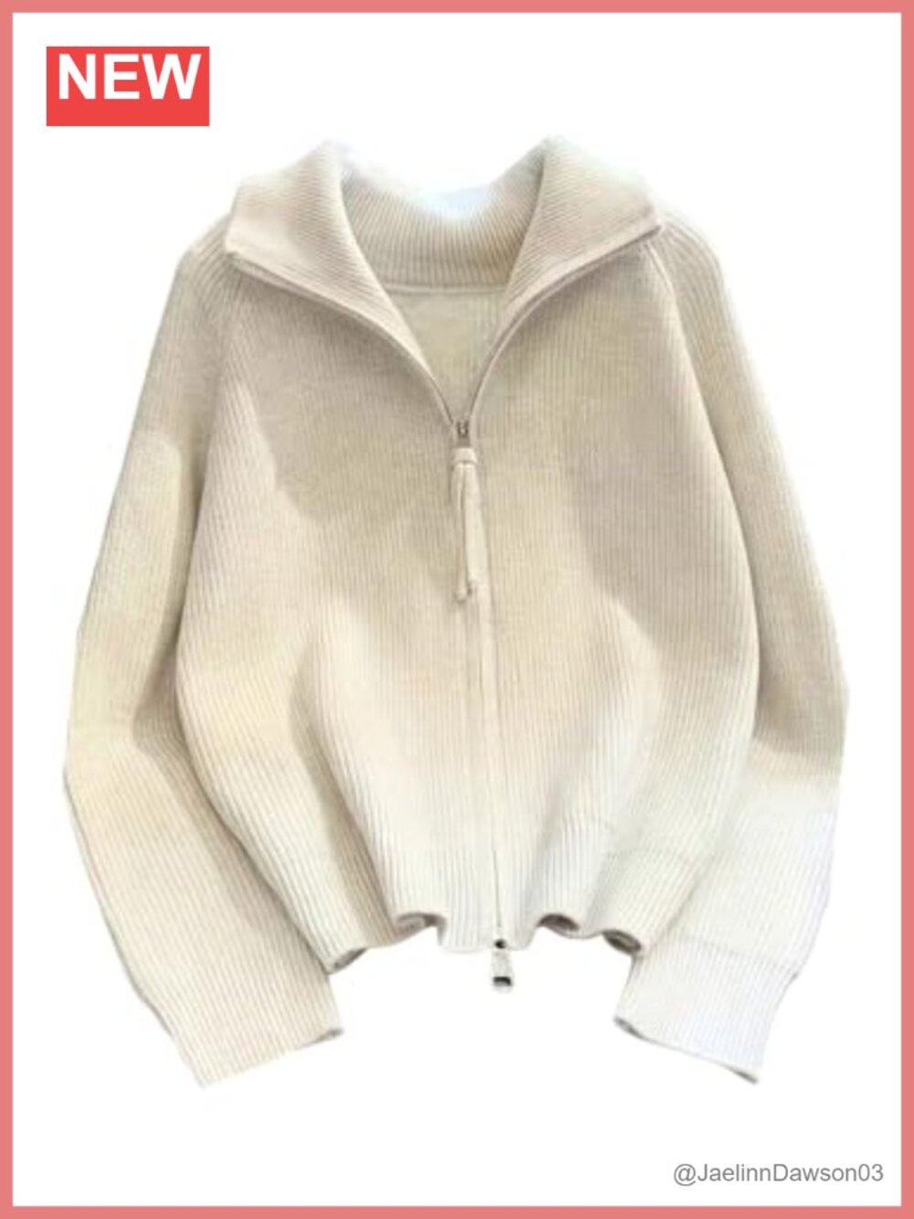 Ribbed Knit Zip Up Collared Cardigan Sweater